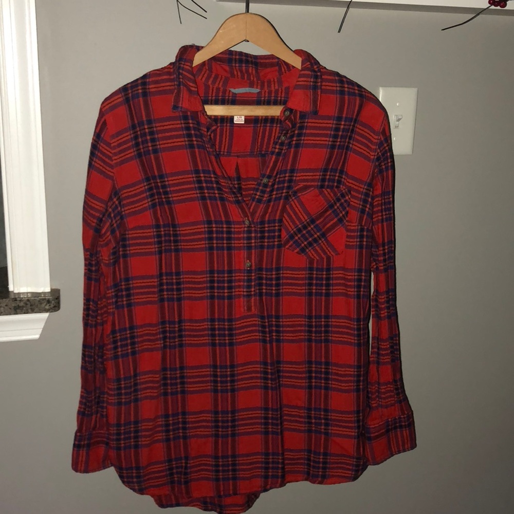 Merona plaid 1/4 button tunic